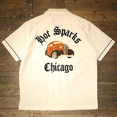 HOUSTON41321BROAD BOWLING SHIRT (HOT SPARKS)-OFF WHITE【HOUSTON】(ヒューストン)置き目取りまわし店(Official Dealer)Cannon Ball(加農砲どんぶり鉢)【相応う/貨物輸送無料】