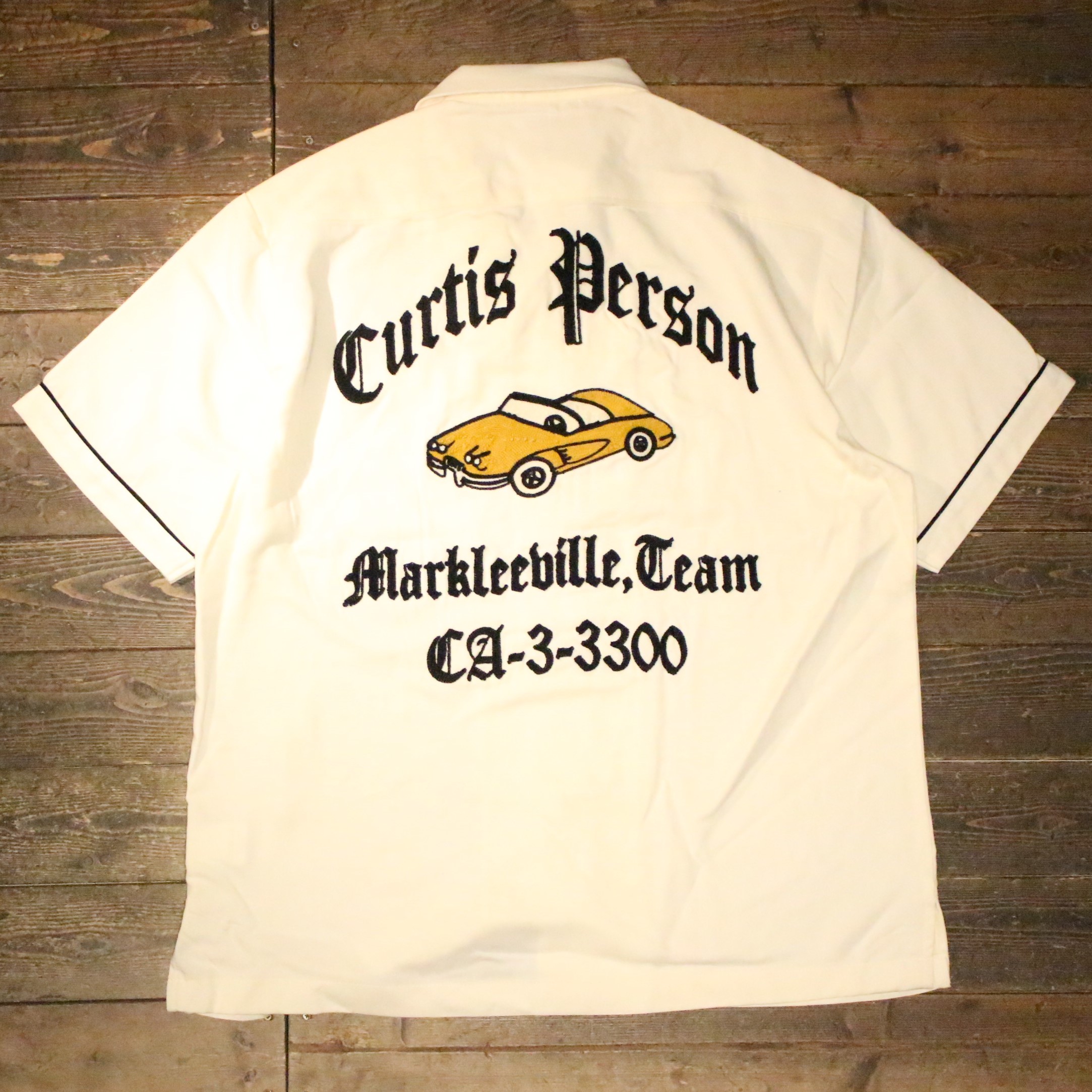 HOUSTON41304BOWLING SHIRT (CAR)-OF WHITE【HOUSTON】(ヒューストン)置き目取りまわし店(Official Dealer)Cannon Ball(加農砲どんぶり鉢)【相応う/貨物輸送無料】