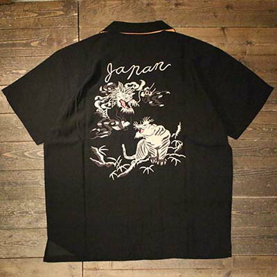 HOUSTON41277SOUVENIR SHIRT (TIGER \u0026 DRAGON)-BLACK【HOUSTON】(ヒューストン)置き目取りまわし店(Official Dealer)Cannon Ball(加農砲どんぶり鉢)【相応う/貨物輸送無料】