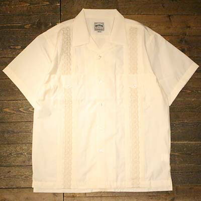 HOUSTON41306 EMB CUBA SHIRT(BOTANICAL)  -OFF WHITE【HOUSTON】(ヒューストン)置き目取りまわし店(Official Dealer)Cannon Ball(加農砲どんぶり鉢)【相応う/貨物輸送無料】