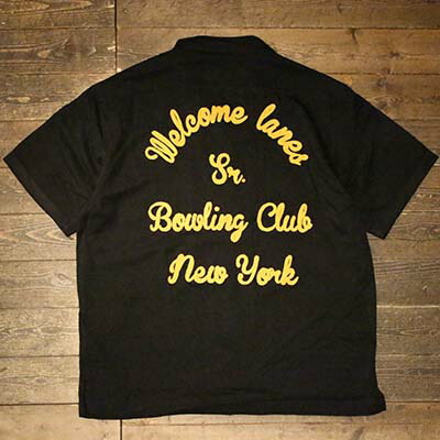 HOUSTON41316BOWLING SHIRT (NEW YORK)-BLACK【HOUSTON】(ヒューストン)置き目取りまわし店(Official Dealer)Cannon Ball(加農砲どんぶり鉢)【相応う/貨物輸送無料】