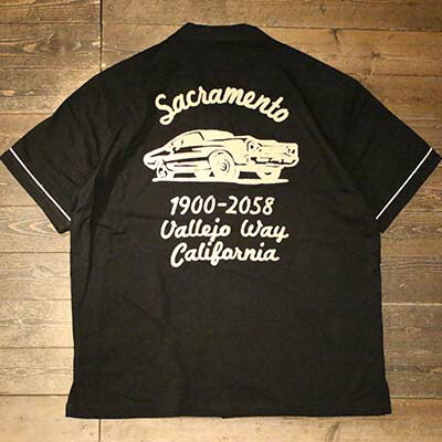 HOUSTON41318BOWLING SHIRT (SACRAMENTO)-BLACK【HOUSTON】(ヒューストン)置き目取りまわし店(Official Dealer)Cannon Ball(加農砲どんぶり鉢)【相応う/貨物輸送無料】