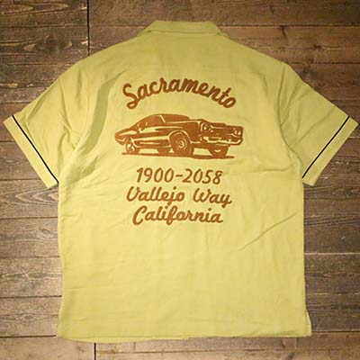 HOUSTON41318BOWLING SHIRT (SACRAMENTO)-LIME GREEN【HOUSTON】(ヒューストン)置き目取りまわし店(Official Dealer)Cannon Ball(加農砲どんぶり鉢)【相応う/貨物輸送無料】
