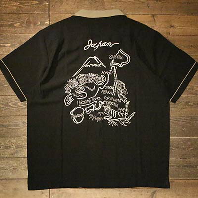 HOUSTON41310SOUVENIR SHIRT (MAP) -BLACK【HOUSTON】(ヒューストン)置き目取りまわし店(Official Dealer)Cannon Ball(加農砲どんぶり鉢)【相応う/貨物輸送無料】