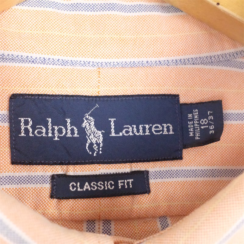 ものすごい号数 メンズus 2xlサイズ 旧引き船 ラルフローレン Classic Fit 長袖ボタンダウンセーター ワンポイント 小馬刺しゅう シャツ Ralph Lauren オールドラルフ 胸囲粗々149cm 縞模様素質 サーモン血筋 Tn 0878n Bigサイズ 古着 中古 Silk Music Com