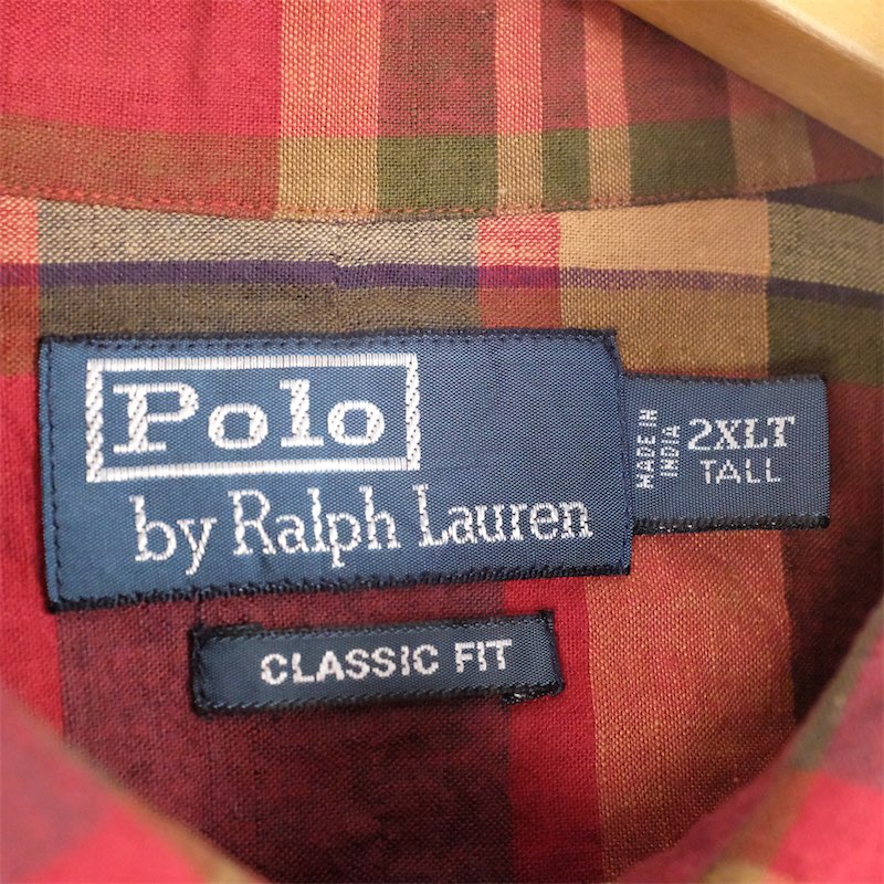 大きいサイズ メンズus 2xl Tallサイズ 旧タグ ポロラルフローレン インド綿 長袖レギュラーカラーシャツ Classic Fit オールドラルフ Polo By Ralph Lauren 胸囲約156cm チェック柄 赤 レッド系 Tn 0932n 古着 中古 Fitolab Com Br