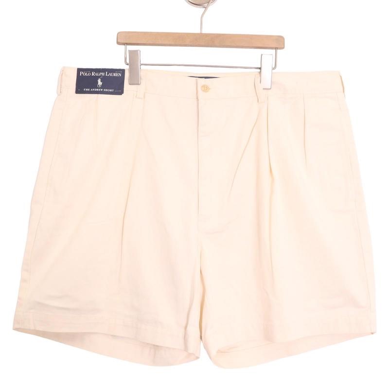 大きいサイズ メンズW40 90 デットストック ポロゴルフラルフローレン SLACKS SHORTS チノショートパンツ チノパン ショーツ ハーフパンツ 実寸ウエスト101cm ホワイト系 pc-0048<br>アメカジ ビンテージ オールド 古着 【中古】
