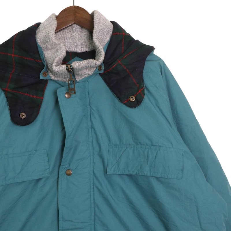 馬鹿でかい大きさ メンズUS-2XL TALL大きさ 90\u0027s English Squire 中綿 マウンテンパーカ アウトドア パフ上衣 ヘビーアウター 胸囲約152糎 ターコイズグリーン系 jc-0114 アメカジ BIG大きさ 亜米利加古着 【中古】