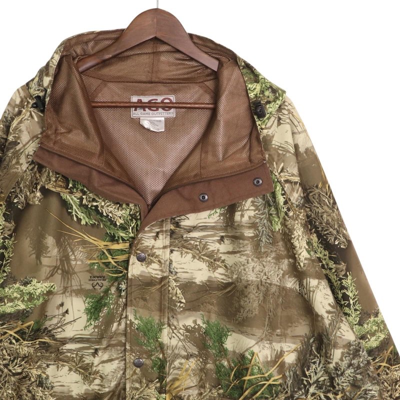 馬鹿でかい大きさ メンズUS-3XL大きさ AGO ALL GAME OUTFITTERS 本当の天然木柄 遊猟上衣 アウトドア 心地好い 胸囲約166糎 化けの皮柄 ベージュ系 jc-0145 アメカジ BIG大きさ 亜米利加古着 【中古】