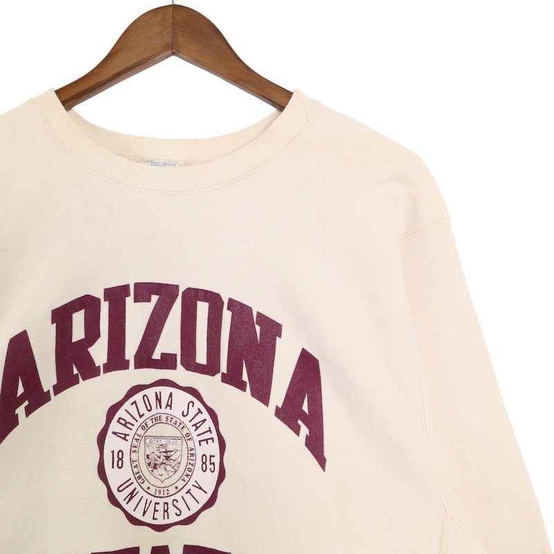 途轍も無い大いさ メンズUS-2XL大いさ 80\u0027s USA製 トリコタグ はやりっ児 リバースウィーブ Champion REVERSE WEAVE ARIZONA カレッジプリントスウェットシャツ 胸囲約115糎 象牙色系 sc-0507 アメカジ BIG大いさ 亜米利加古着 【中古】 メンズファッション-スウェット・トレーナー