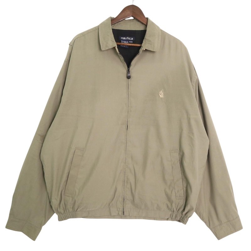 大きいサイズ メンズUS-2XLサイズ 90's ノーティカ　NAUTICA コットンスイングトップ ハリントンジャケット ショートブルゾン 胸囲約160cm ベージュ系 jc-0237 アメカジ BIGサイズ アメリカ古着 【中古】｜古着屋Canopus 店