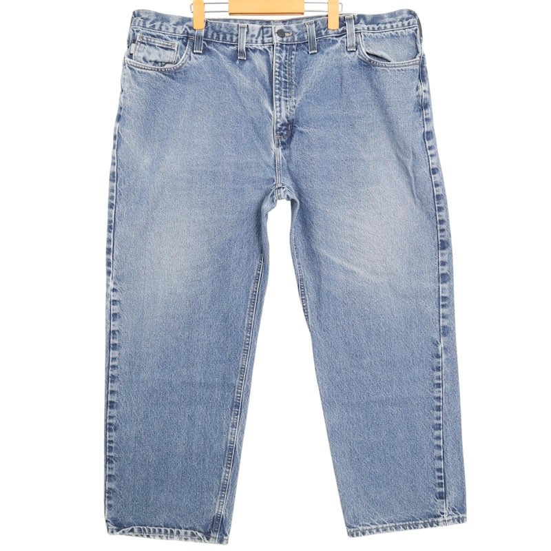大きいサイズ メンズW46/L30 カーハート Carhartt FRB004-MDS 5ポケットデニムパンツ Gパン ジーパン ジーンズ 実寸ウエスト117cm 股下：74cm ブルーデニム系 pc-0329 アメカジ ビンテージ オールド 古着 【中古】