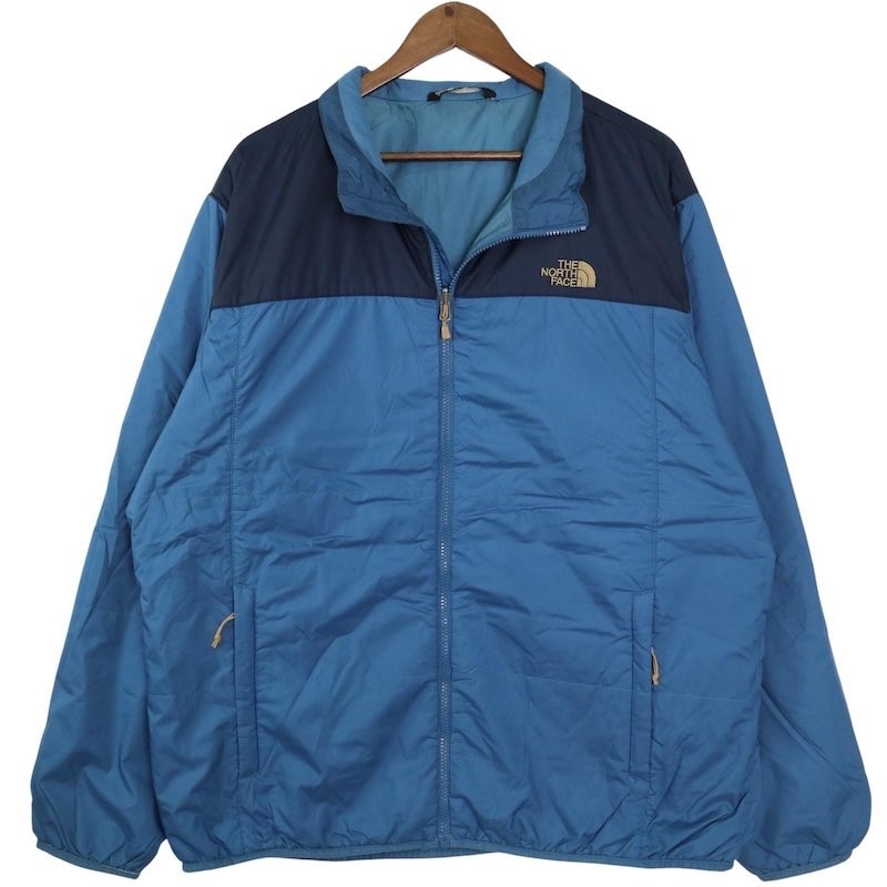 大きいサイズ メンズUS-2XLサイズ 15's ザ・ノース・フェイス THE NORTH FACE フルジップ中綿ジャケット アウトドア 登山 キャンプ 胸囲約143cm ブルー系 jc-0300 アメカジ BIG アメリカ古着 【中古】｜古着屋Canopus 店