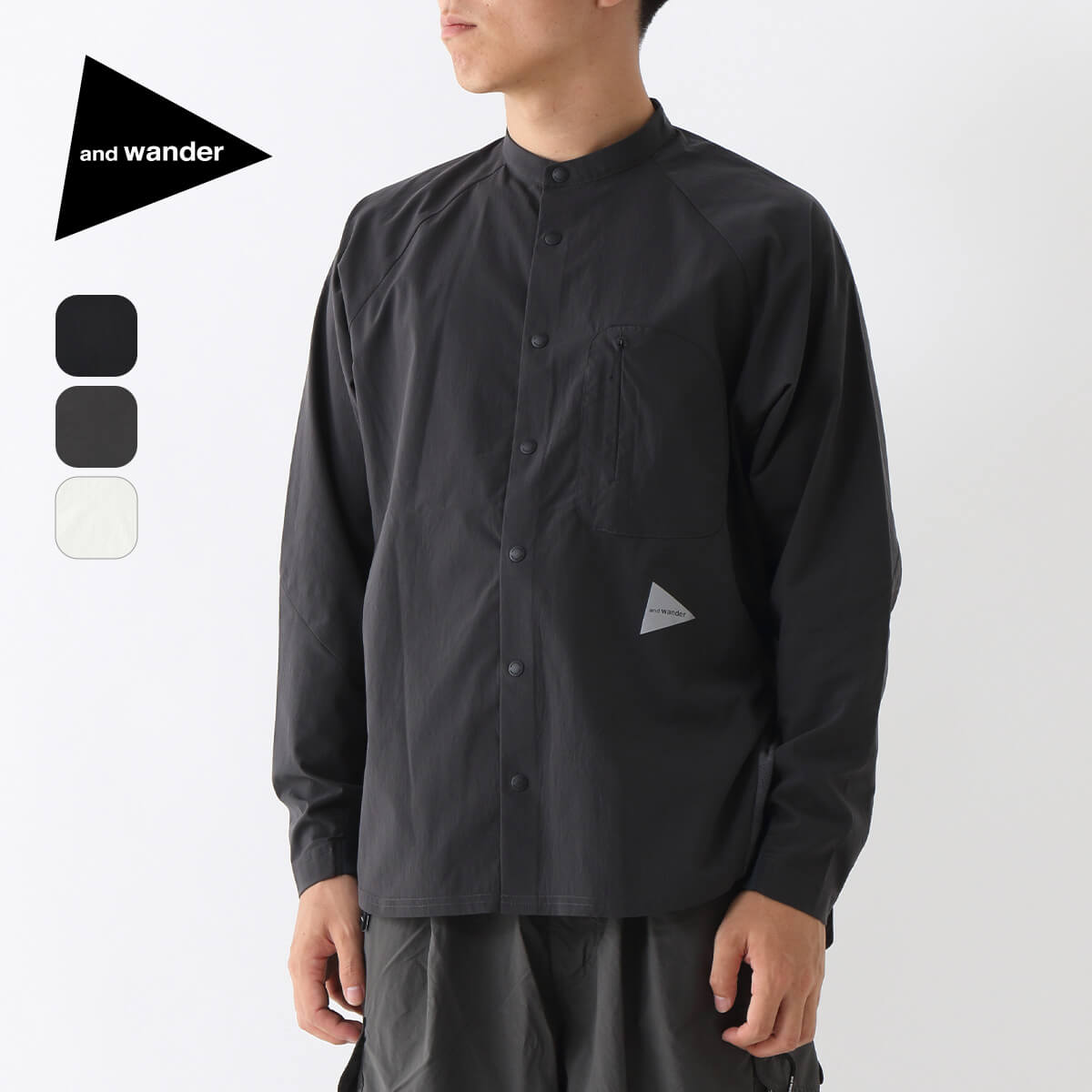 and wander / UV cut stretch SS shirt