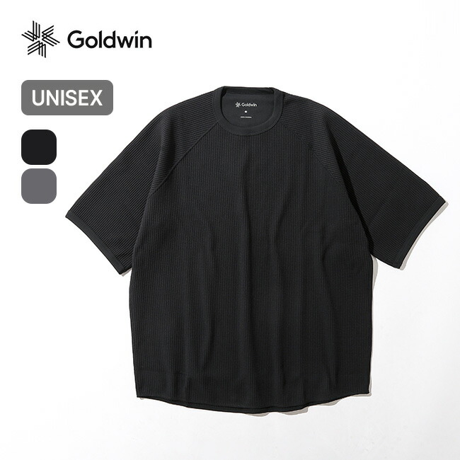 2枚セット 黒 グレー Goldwin ワッフルライト、サーマルTシャツ Goldwin(ゴールドウィン) ワッフルライトティーシャツ