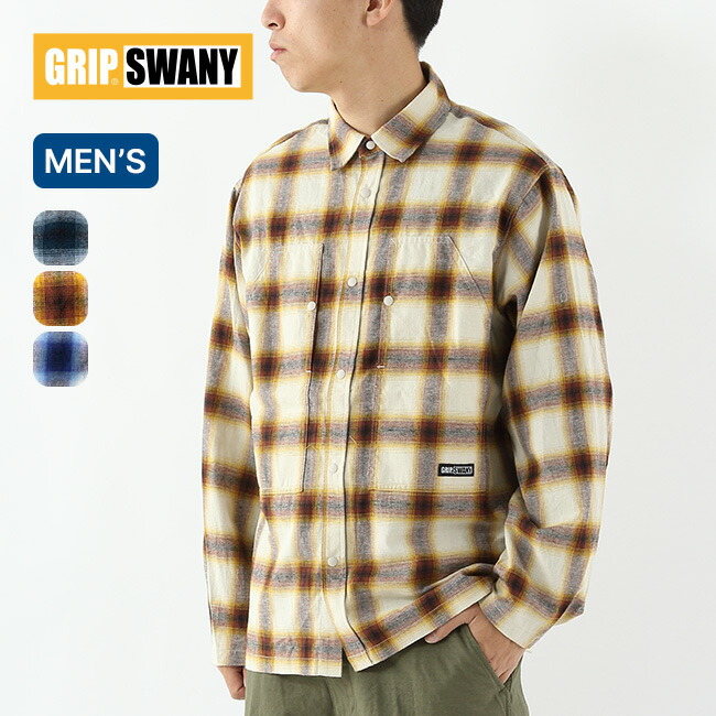 【SALE Max50%OFF】グリップスワニー ブラッシュドチェックシャツ GRIP SWANY BRUSHED CHECK SHIRTS GSMSH-071 メンズ シャツ チェック ロングスリーブ 長袖 おしゃれ キャンプ アウトドア