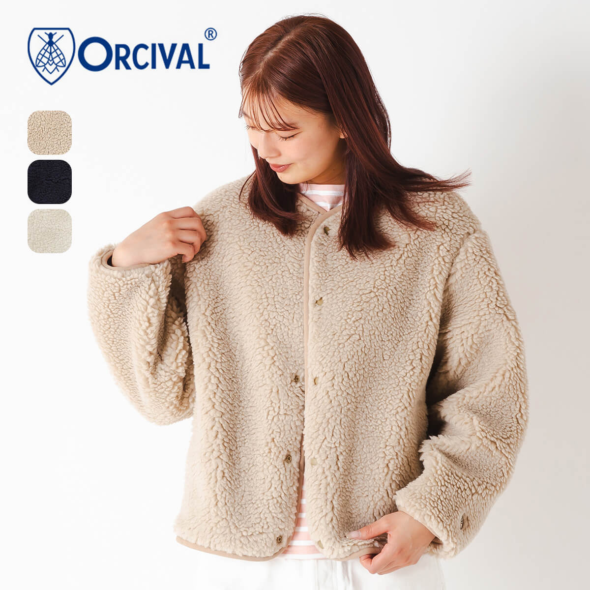 楽天市場】オーシバル ラウンドネックブルゾン ボアフリース