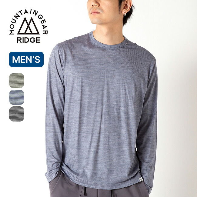 【SALE 20%OFF】リッジマウンテンギア メリノベーシックロングスリーブTee マイクロボーダー メンズ RIDGE MOUNTAIN GEAR トップス Tシャツ 長袖 アンダーウェア おしゃれ キャンプ アウトドアウェア