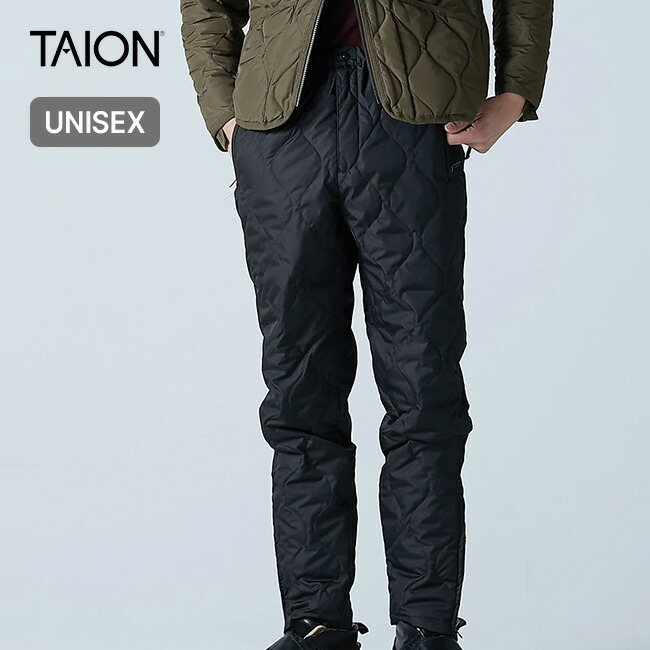 【SALE Max20%OFF】タイオン ミリタリージップスリットダウンパンツ ユニセックス TAION MILITARY ZIP-SLIT DOWN PANTS メンズ レディース TAION-133ZML-1 ボトムス 長ズボン ロングパンツ ハードシェル 防寒 おしゃれ キャンプ アウトドア 8,094円