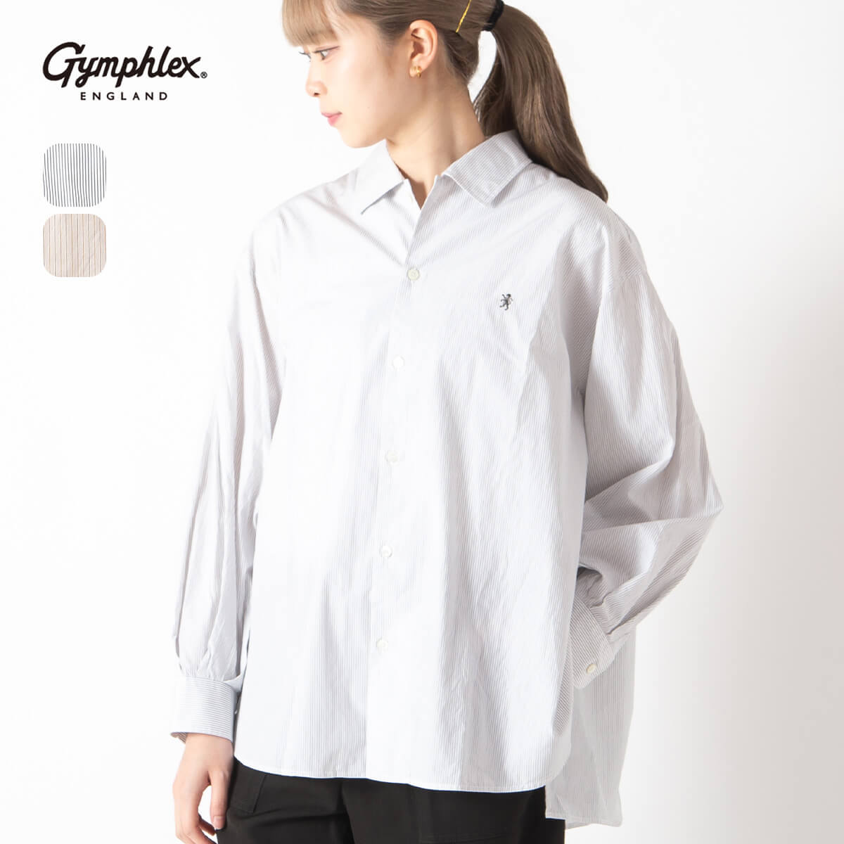ジムフレックス レギュラーカラーチュニック 100/2ストライプ Gymphlex REGULAR COLLAR TUNIC L/S ウィメンズ レディース シャツ 長袖 ロングスリーブ カットソー トップス おしゃれ キャンプ アウトドア|OutdoorStyle サンデーマウンテン