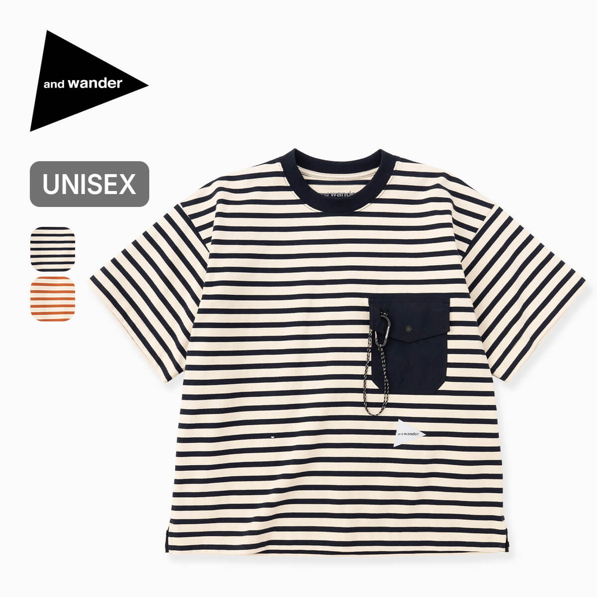 アンドワンダー ストライプポケットSS T and wander stripe pocket SS T ユニセックス メンズ ウィメンズ レディース 5746184310 トップス Tシャツ 半袖 おしゃれ キャンプ アウトドア