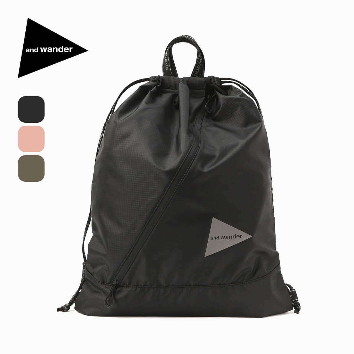 アンドワンダー クリスピーリップドローストリングバッグ and wander crispy rip drawstrung bag ユニセックス メンズ ウィメンズ レディース 5746985152 カバン バッグ 撥水 ナップサック リュックサック デイパック キャンプ アウトドア