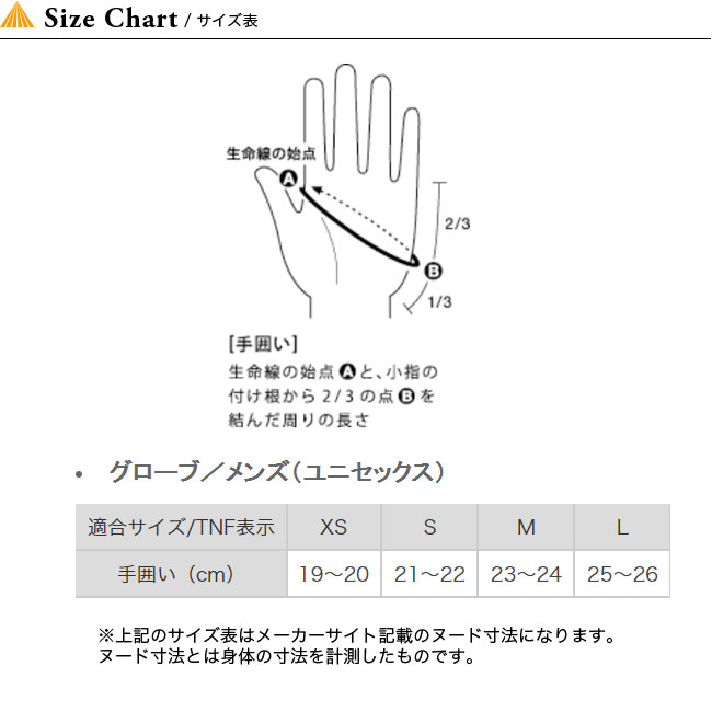 The North Face Glove Size Chart