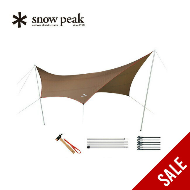 snow peak HDタープシールド・ベキサ(L) + ポール付き スノピ HDタープ シールド・ヘキサは包容力が凄い！｜TAKIBI