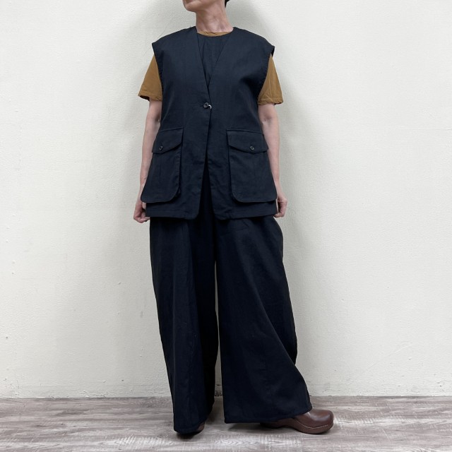 yuni高密度Cotton/Linen(コットンリネン) ベストBL-018-26-1yuユニ(bulle de savon)MADE IN JAPAN(日本製)