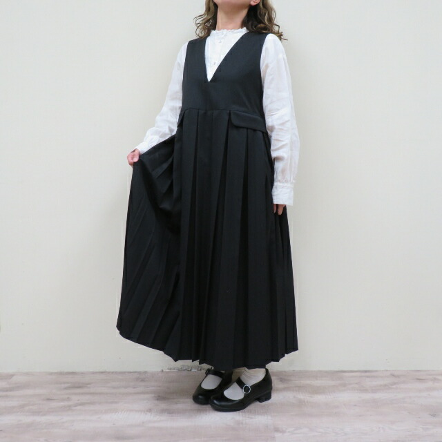 bulle de savon 2 / 80 TWツイル プリーツジャンパースカートOP-001-26-1bビュルデサボンMADE IN JAPAN(日本製)