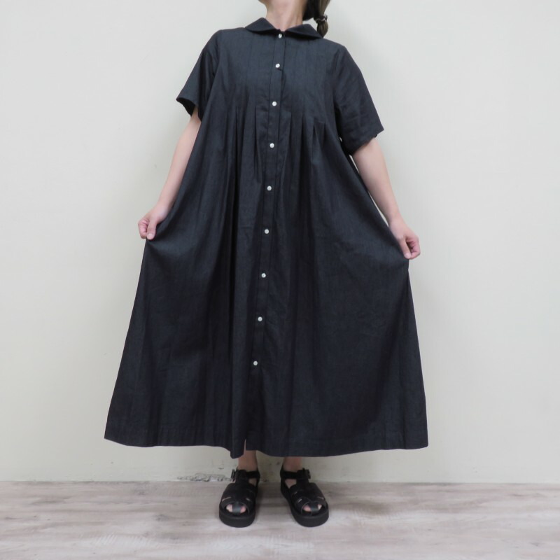 bulle de savon 5.5薬局衡オンス denim 丸襟衣裳 OP-014-26-1bビュルデサボンMADE IN JAPAN(日本製)