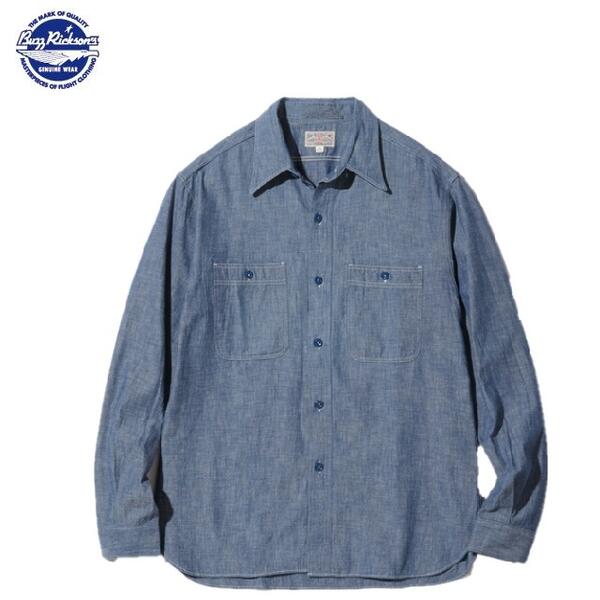 BuzzRickson's長袖ブルーシャンブレーワークシャツBLUE CHAMBRAY WORK SHIRT (LONG SLEEVE) BR25995(バズリクソンズ)Buzz Rickson's MADE IN JAPAN日本製