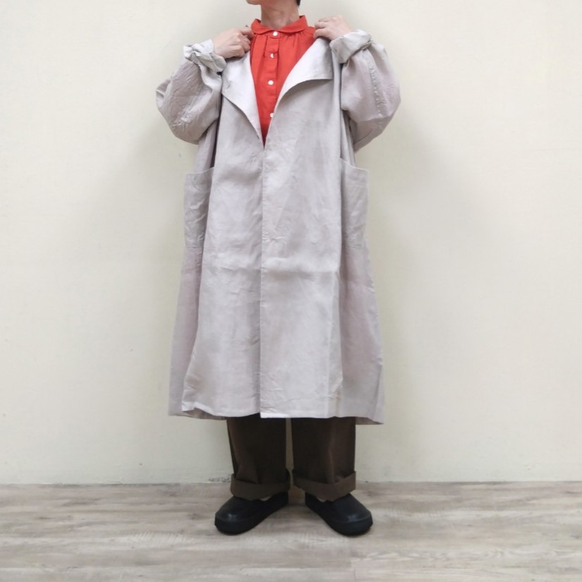 Yarmo  リネンノーカラーワイドラップコートWide Wrap Coat  YAR-26SS-CO33ヤーモMADE IN JAPAN(日本製)