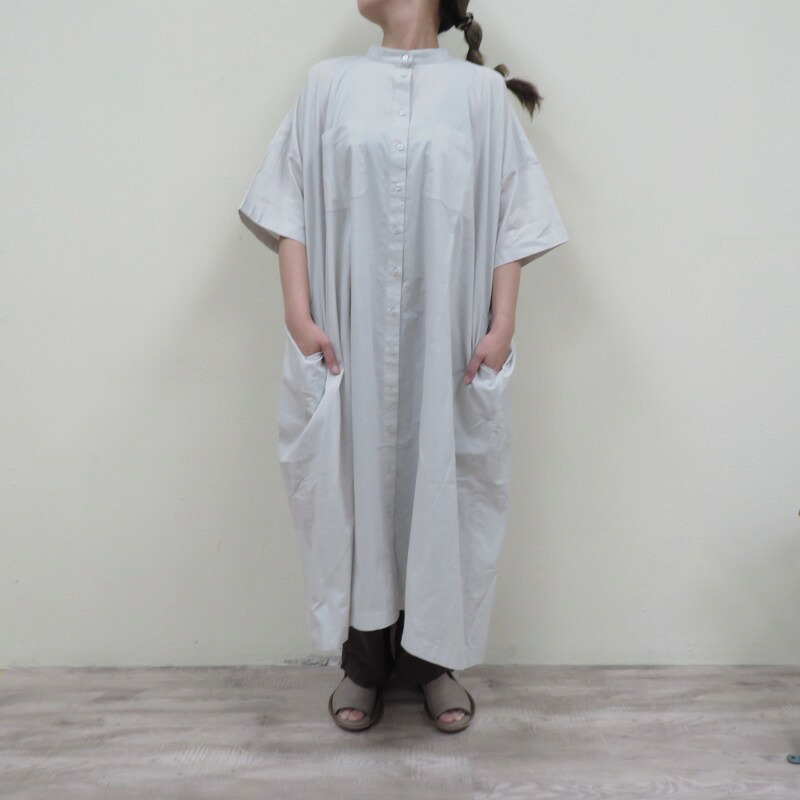 SOILカムリック プライン バンドカラーバックサイドギャザー ドレス 60s CAMBRIC PLAIN BANDED COLLAR BACK SIDE GATHERED DRESS NSL26004[ソイル・Narumi]