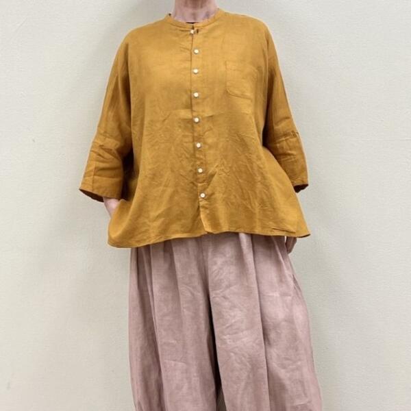 NATURAL LAUNDRY 先染めリネンランドスケープシャツ7263T-001ナチュラルランドリーMADE IN JAPAN(日本製)|cansasキャンサス