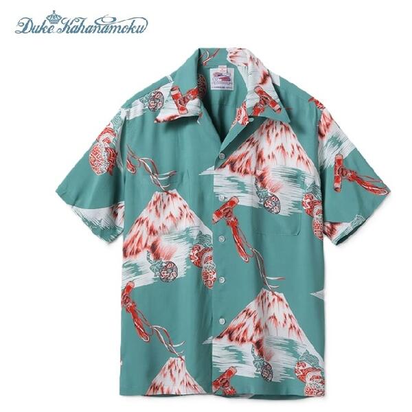 DUKE KAHANAMOKU SPECIAL EDITION「Mt.FUJI \u0026 LUCKY EGGPLANT」半袖レーヨンハワイアンシャツ(アロハシャツ)(SHORT SLEEVE) DK39634デューク・カハナモクスペシャルエディション （SUNSURFサンサーフ）MADE IN JAPAN日本製