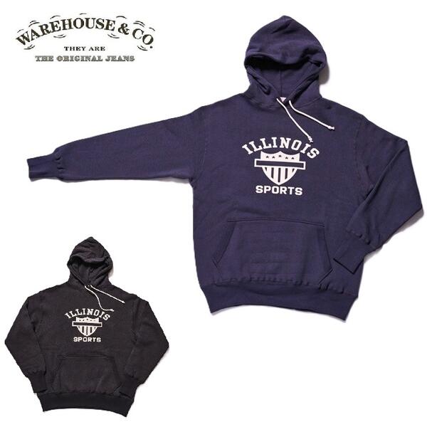 WAREHOUSE Lot.450 ILLINOISプリント2本針フードスウェットパーカーSet in Hood WHSW-25AW025（ウエアハウス）WARE HOUSE【ウェアハウス】
