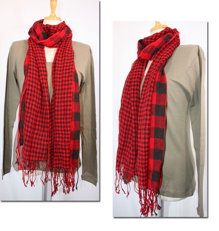 カディーアンドコー　Khadi and Co　ストール　ウール　チェック　レッド 110263123265407041001