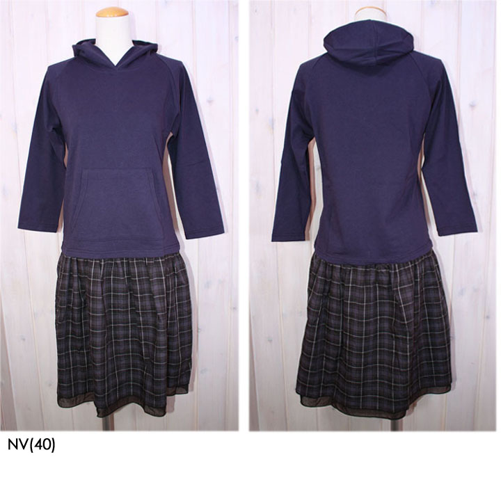 ●Virtual　holiday　【バーチャルホリデー】　チェックスカート切替フードワンピース　VBOP-91D｜ＣＡＮＳＡＳＳ　ｊｅａｎｓ