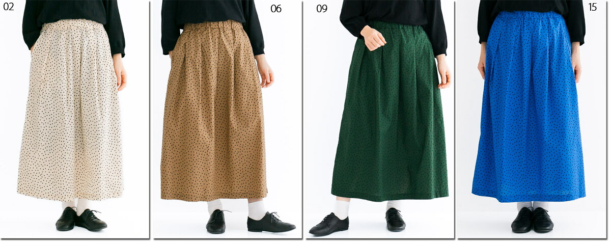 ●prit 【プリット】 40/1キャンブリックランダム ドットプリント タックスカート P71324|CANSASS jeans