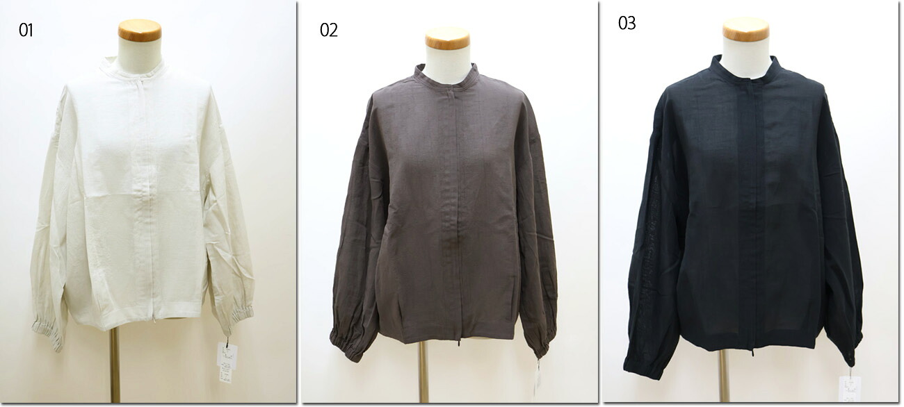 ●Hands　of　creation　【ハンズオブクリエイション】　CV100/2×60/-cotton/LinenCloth　バンドカラーシアブルゾン　1610403