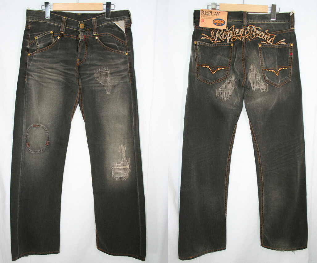 ●REPLAY リプレイ スタッツ ブラックジーンズ RE-J08|CANSASS jeans