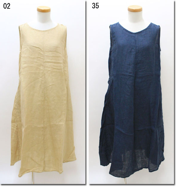 ●prit　【プリット】　追撚リネンビッグヘリンボーンノースリーブバックタックフレアーワンピース　82802｜ＣＡＮＳＡＳＳ　ｊｅａｎｓ