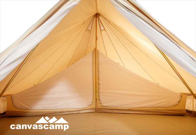 【CanvasCamp】(1～3人用) ベル型 インナーテント メッシュ コットン 蚊よけ Inner Tent Sibley 600 DD 防虫 通期 メッシュ コットンドア 設置簡単 断熱性 快適性 向上 PVC 底面シート 付属 本体 キャンプ 寝室 目隠し バスタブ型 仕切り 収納簡単 一人用 2人用 3人用｜CanvasCamp