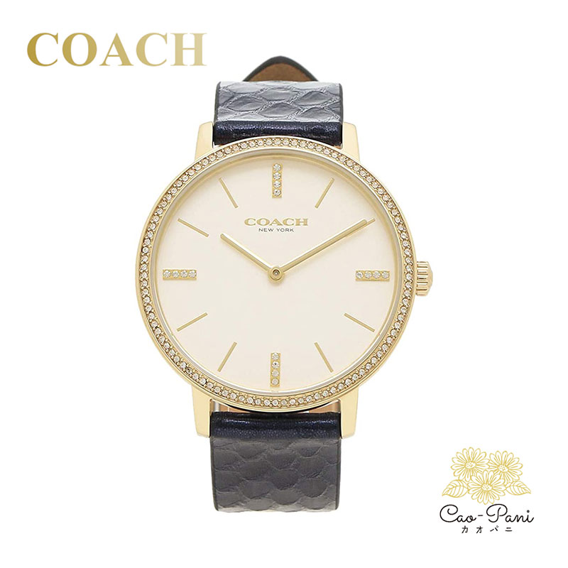 コーチ 腕時計 レディース ゴールド ブラック クオーツ レザー COACH 14503351|カオパニ店