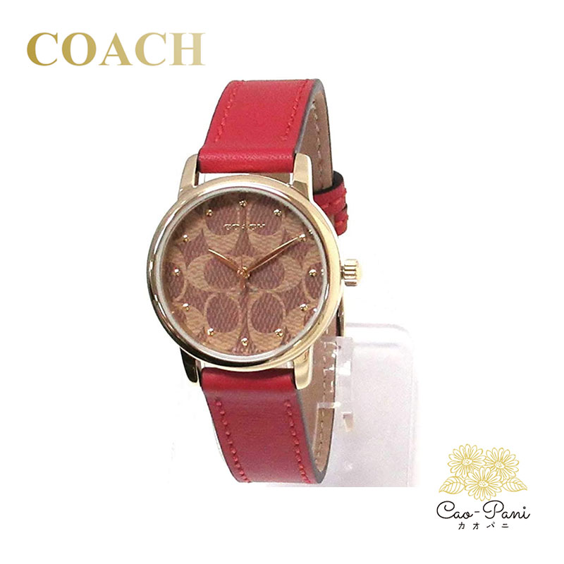コーチ 腕時計 レディース ブラウン レッド クオーツ レザー シグネチャー COACH 14503401｜カオパニ店