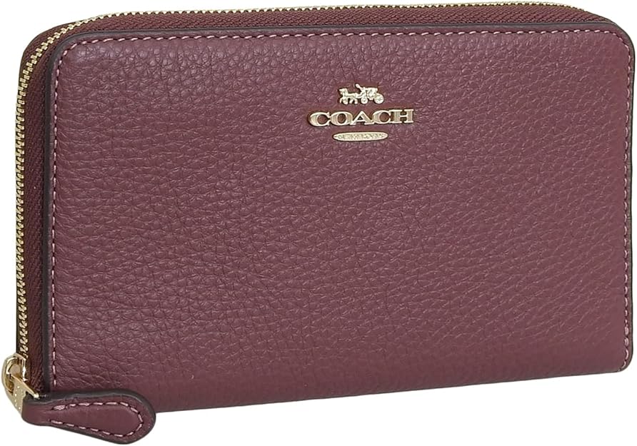 コーチ職 長紙入れ PBL LTHR MED ID ZIP C4124IMWIN ぶどう酒 赤いこと なめし革 革 レディース COACH