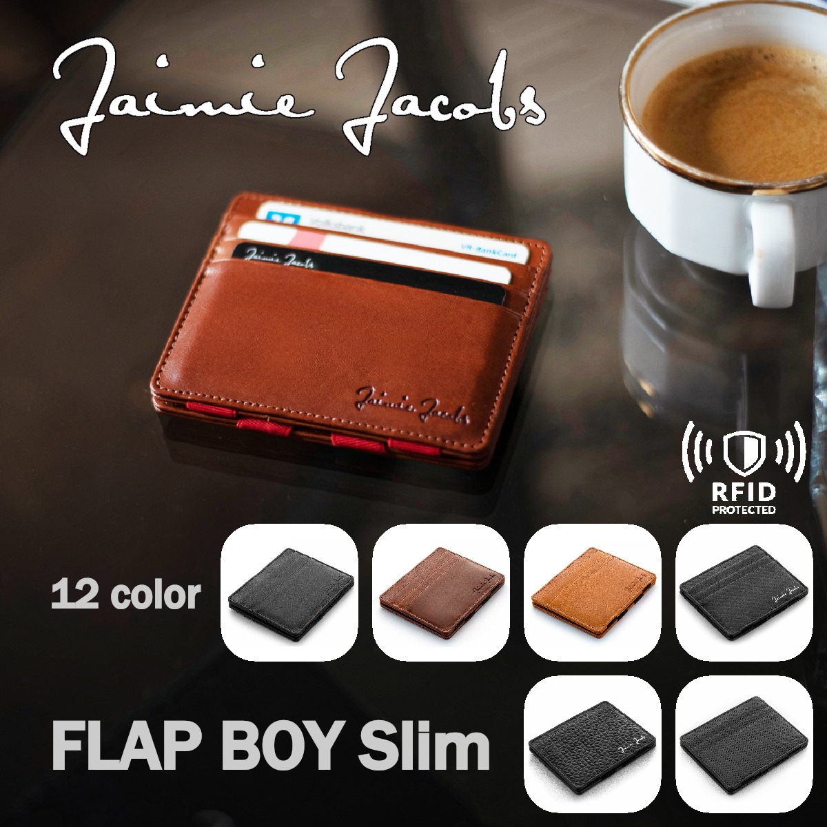 薄べったい 紙入れ 二つ折り メンズ（ Jaimie Jacobs ） Flap Boy Slim スキミング押しとどめる 本革 イタリアンなめし革 ブランド名 薄べったい紙入れ RFID 革 なめし革 記念日 二つ目 ミニマル 現ナマ受け答え パウダーコンパクト紙入れ ミニ紙入れ セカンドウォレット