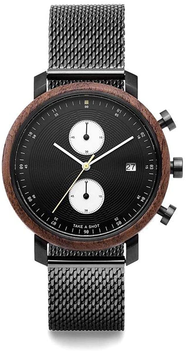 TAKE A SHOT Curtis Walnussholz - Mesh Gunmetal 43mm Chronograph 腕時計 レディース クルミ材ドイツメーカー wa7b3a3k6 並行輸入品 プレゼント ギフト 実用的 かっこいい カッコイイ オシャレ おしゃれ