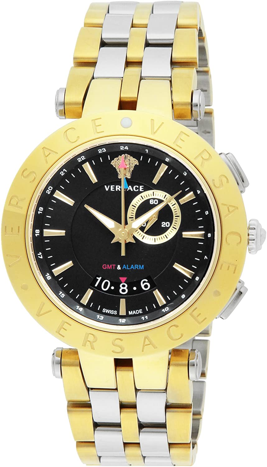 ヴェルサーチ ウオッチ メンズ V-RACE GMT ALARM 黒いこと ゴールド 29G79D009S079 VERSACE